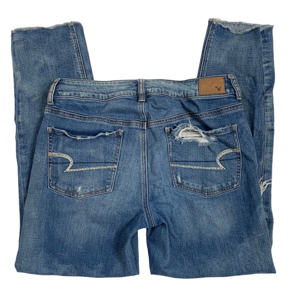 American Eagle Outfitters Destroyed Straight Leg Mid-Rise Jeans - Picture 2 of 15